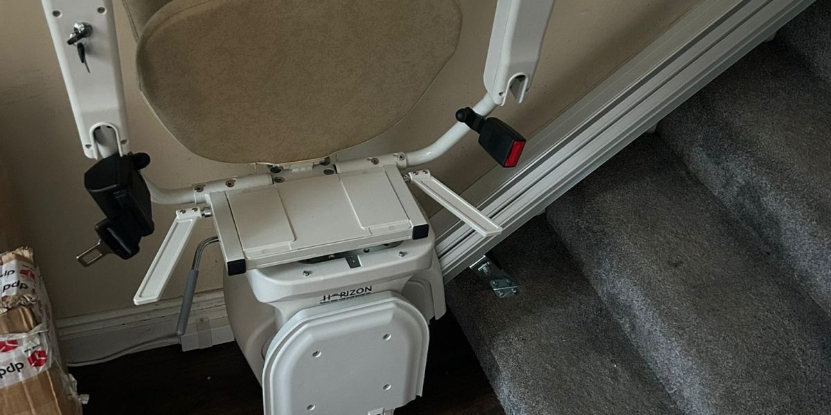 Straight Stairlift Installation Dublin on a grey carpet
